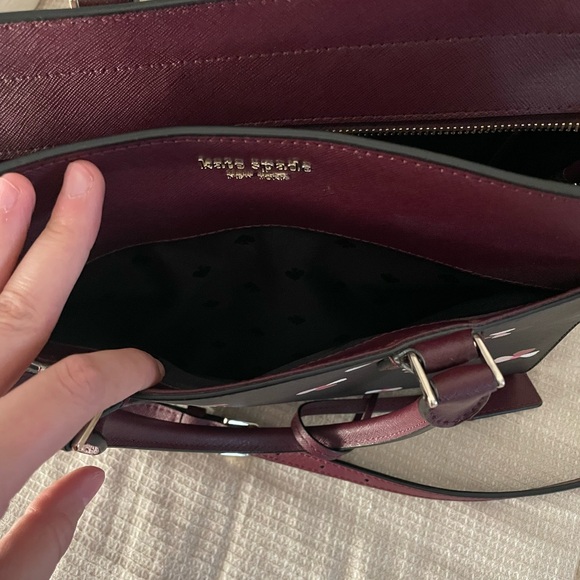 Kate Spade Black and Burgundy Floral Handbag - Picture 12 of 12